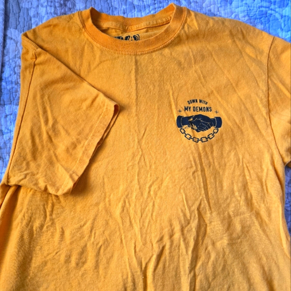 Lurking Class sketchy tank, yellow, men's M, t-shirt, Down with My Demons